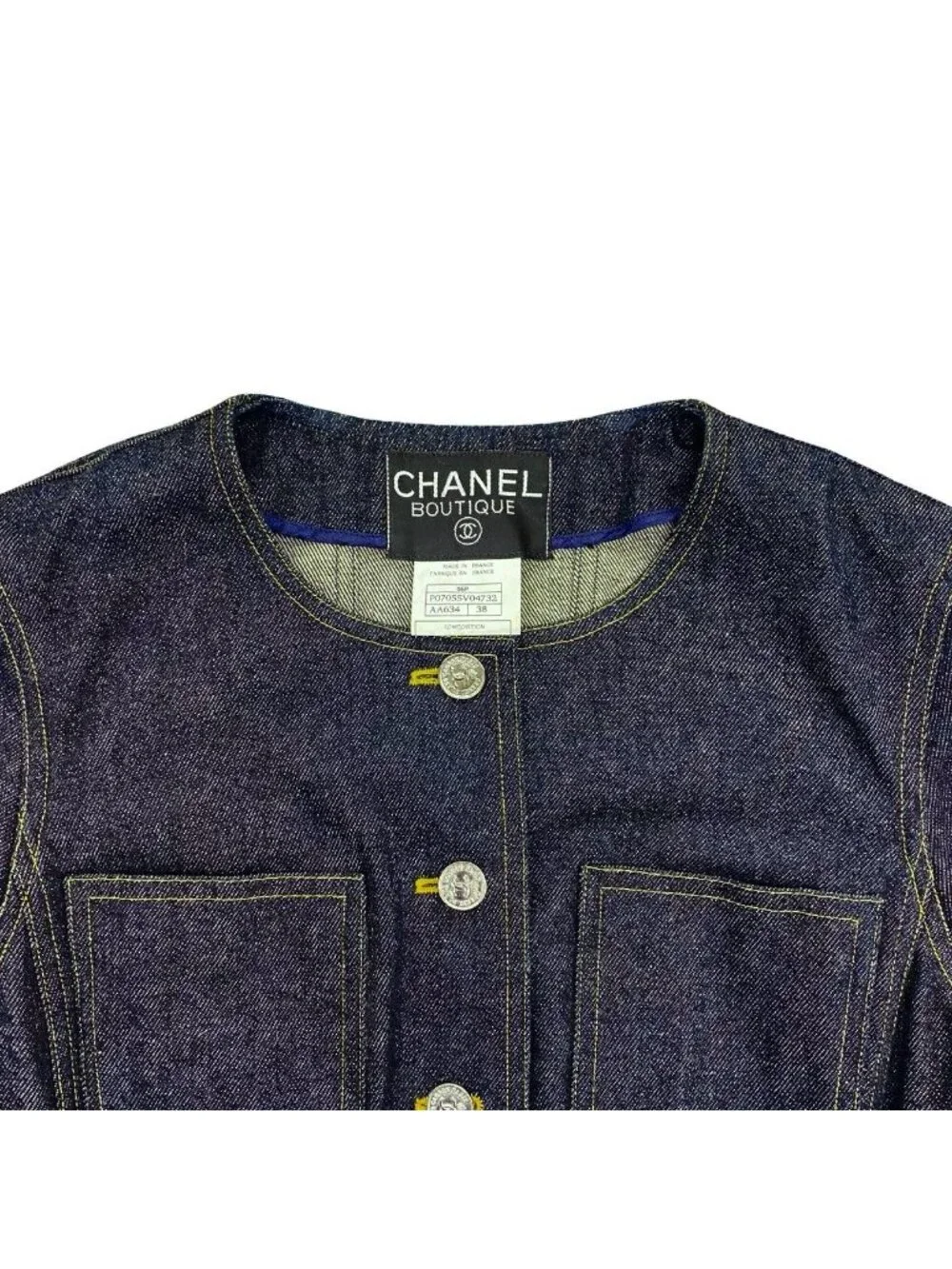 Chanel Vintage Cotton Denim Jacket 38 Blue